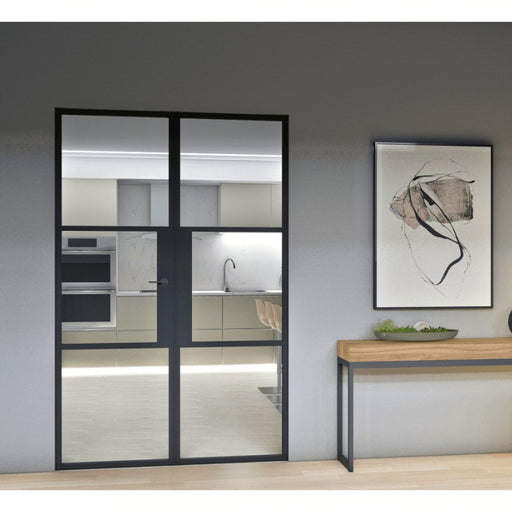 W1200mm x H2100mm - AluSpace Aluminium Internal French Door (BLACK) - Home Build Doors