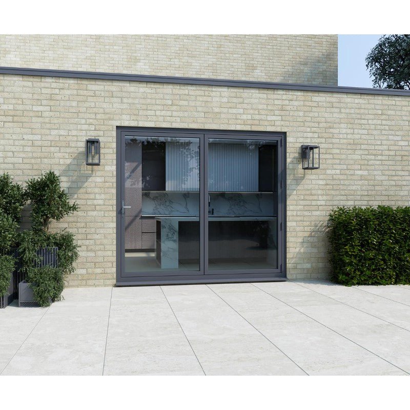 2 Section Smart Aluminium Bi-folding Doors - Anthracite Grey on White