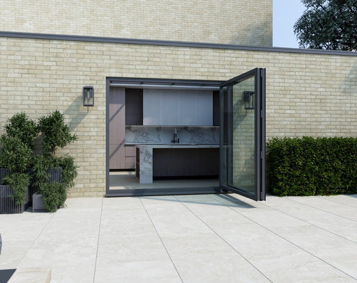 W1500mm x H2100mm Korniche Agate Grey Aluminium Bifold Door - 2 sections - Home Build Doors