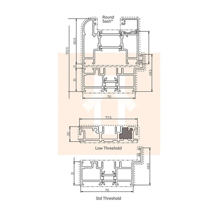 W1500mm x H2100mm Visofold 1000 White Aluminium Bifold Door - 2 sections - Home Build Doors