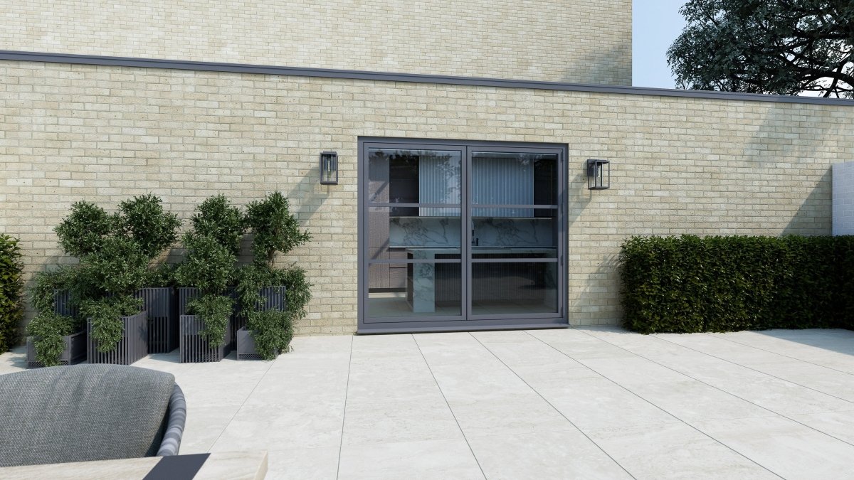 W2200mm x H2100mm Visofold 1000 Anthracite Grey on White Heritage Bifold Door - 2 sections - Home Build Doors