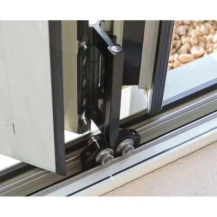 W2400mm x H2100mm Visofold 1000 Anthracite Grey on White Aluminium Bifold Door Smart System - 2 sections - Home Build Doors