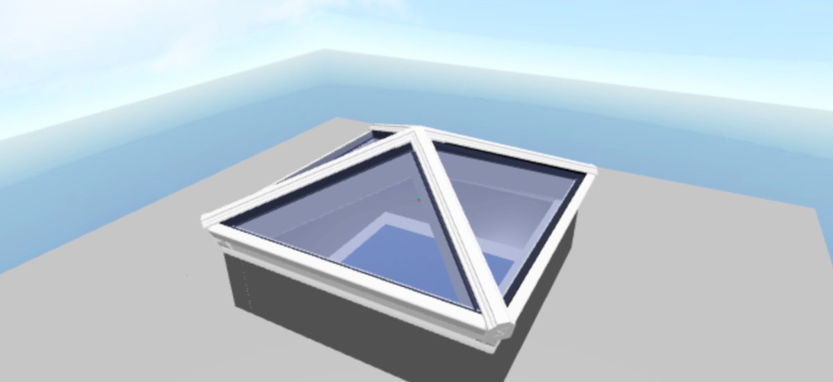 White Korniche Aluminium Roof Lantern – AMBI Blue or Clear Glass - Home Build Doors